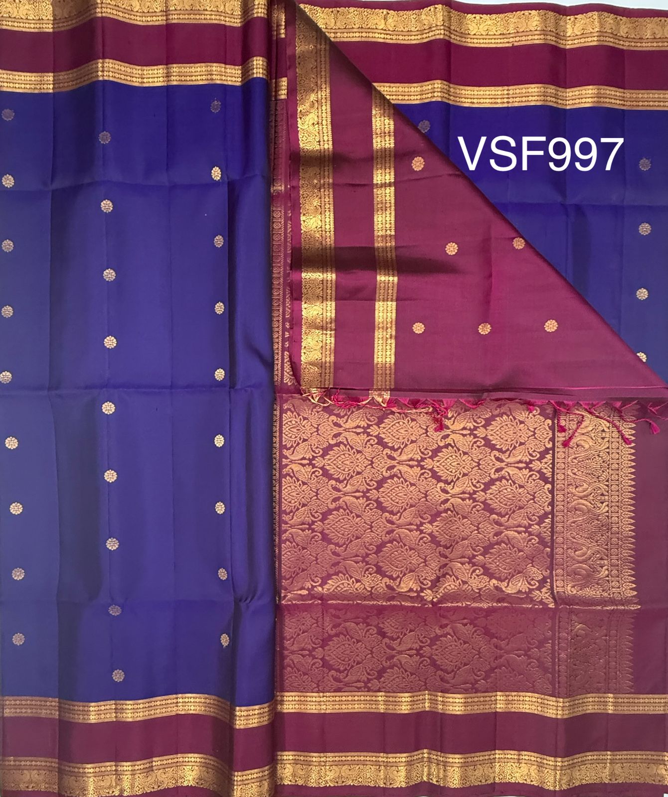 VSF997 - violet color body & purple color pallu,blouse - Pure silk saree