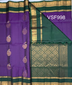 VSF998 - violet color body & bottle green color pallu,blouse - Pure silk saree
