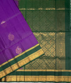VSF998 - violet color body & bottle green color pallu,blouse - Pure silk saree
