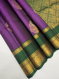 VSF998 - violet color body & bottle green color pallu,blouse - Pure silk saree