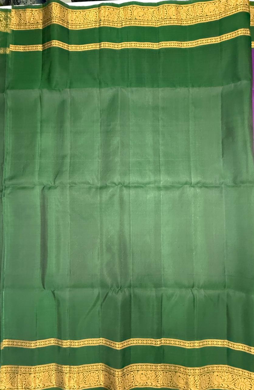 VSF998 - violet color body & bottle green color pallu,blouse - Pure silk saree
