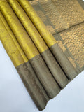 VSF999 - yellowish green color body , pastel green color pallu,blouse - Pure silk saree