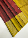 VSF1007 - maroon color body & mehandi green color pallu,blouse - Pure silk saree