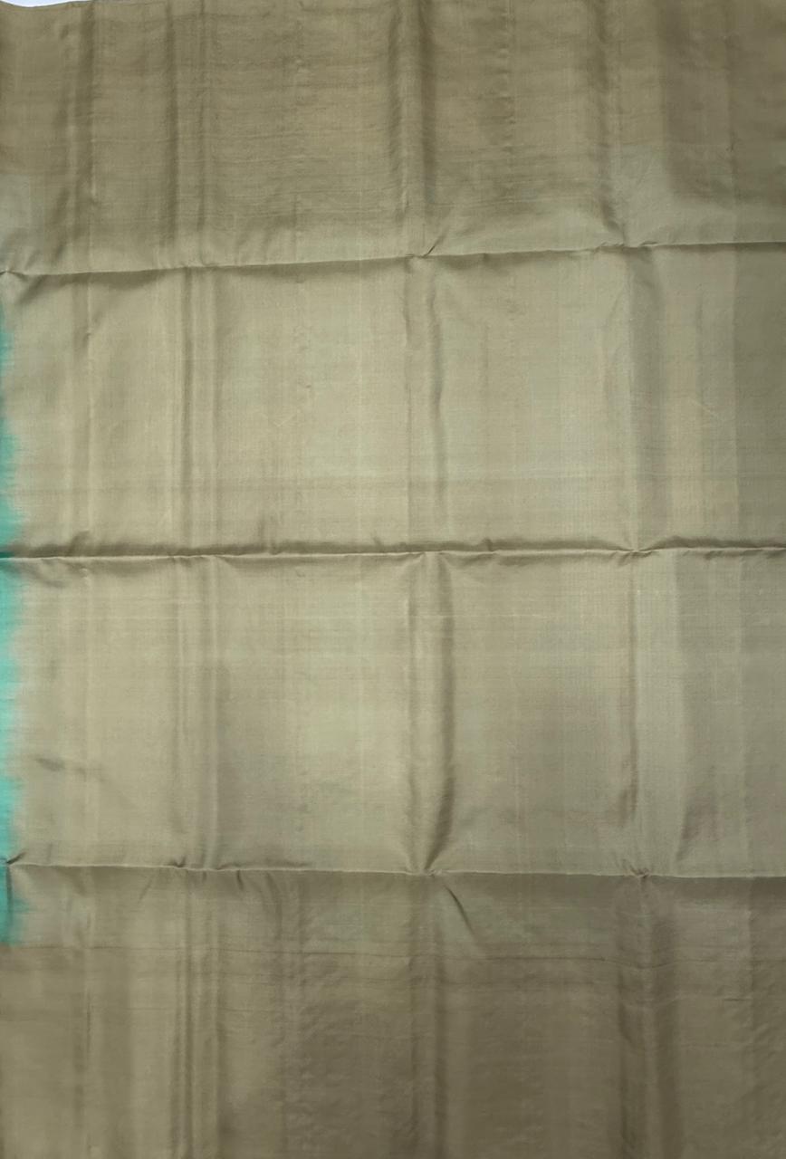 VSF1008 - sea blue color body & beige color pallu,blouse - Pure silk saree