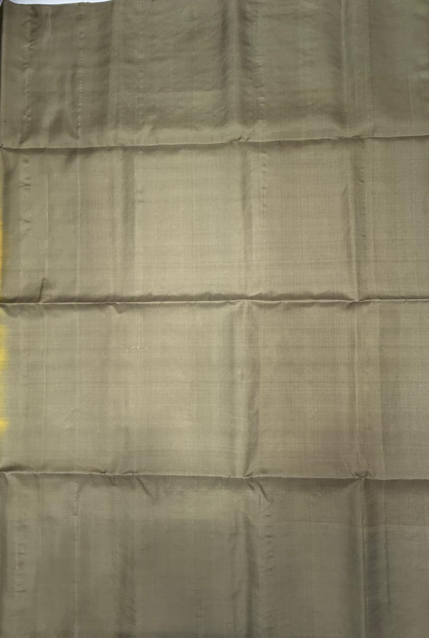 VSF1009 - pastel yellow color body & beige color pallu,blouse - Pure silk saree