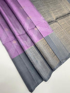 VSF1010 - lavender color body & bluish grey color pallu,blouse - Pure silk saree