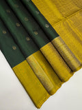 VSF1012 - bottle green color body & mehandi green color pallu,blouse - Pure silk saree