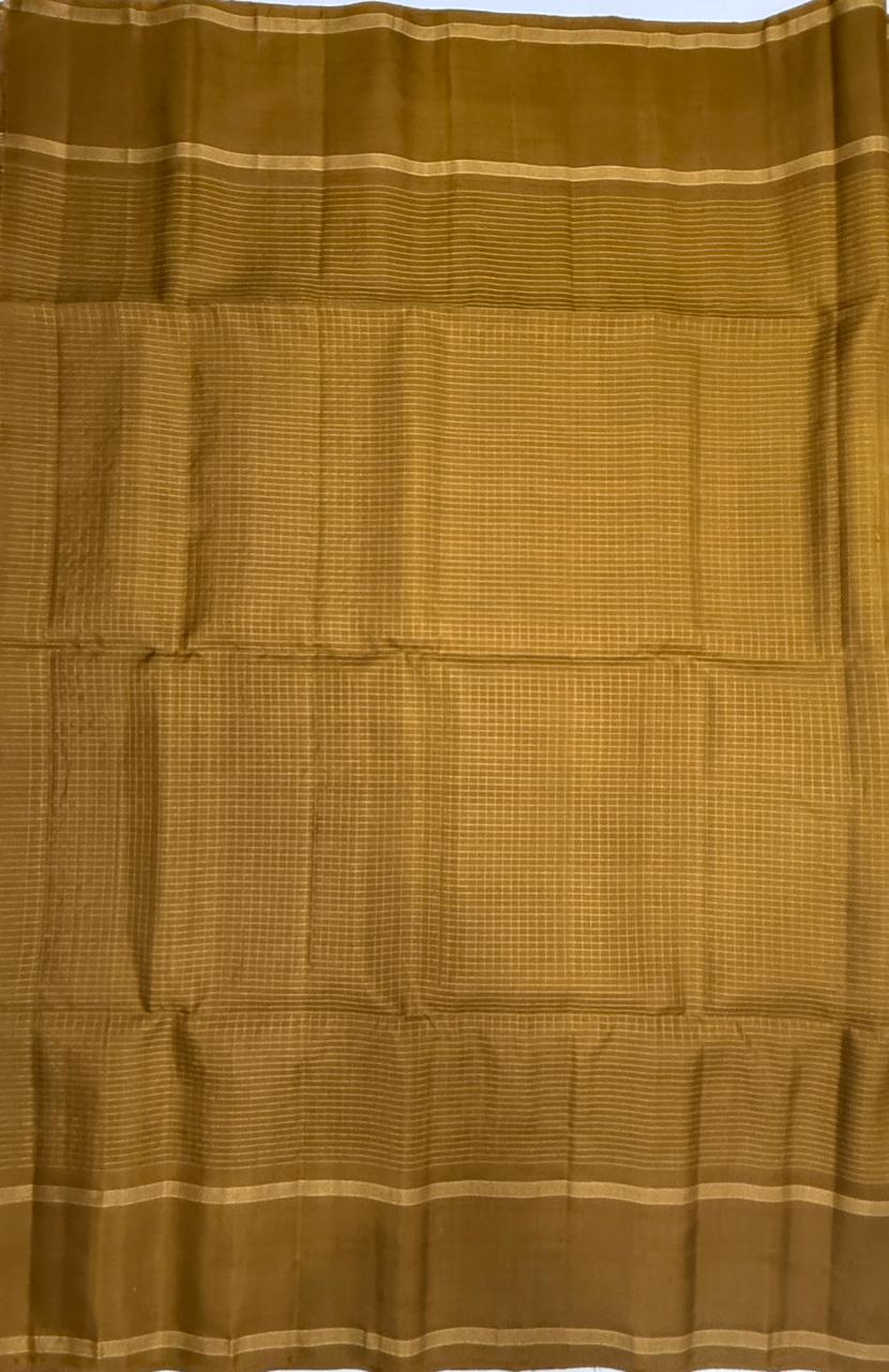 VSF1017 - beige color body & dark mustard color pallu,blouse - Pure silk saree