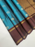 VSF1018 - peacock blue color body & dark purple color pallu,blouse - Pure silk saree
