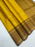 VSF1019 - golden yellow color body & dark mustard color pallu,blouse - Pure silk saree