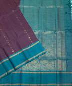 VSF1020 - violet color body & peacock blue color pallu,blouse - Pure silk saree