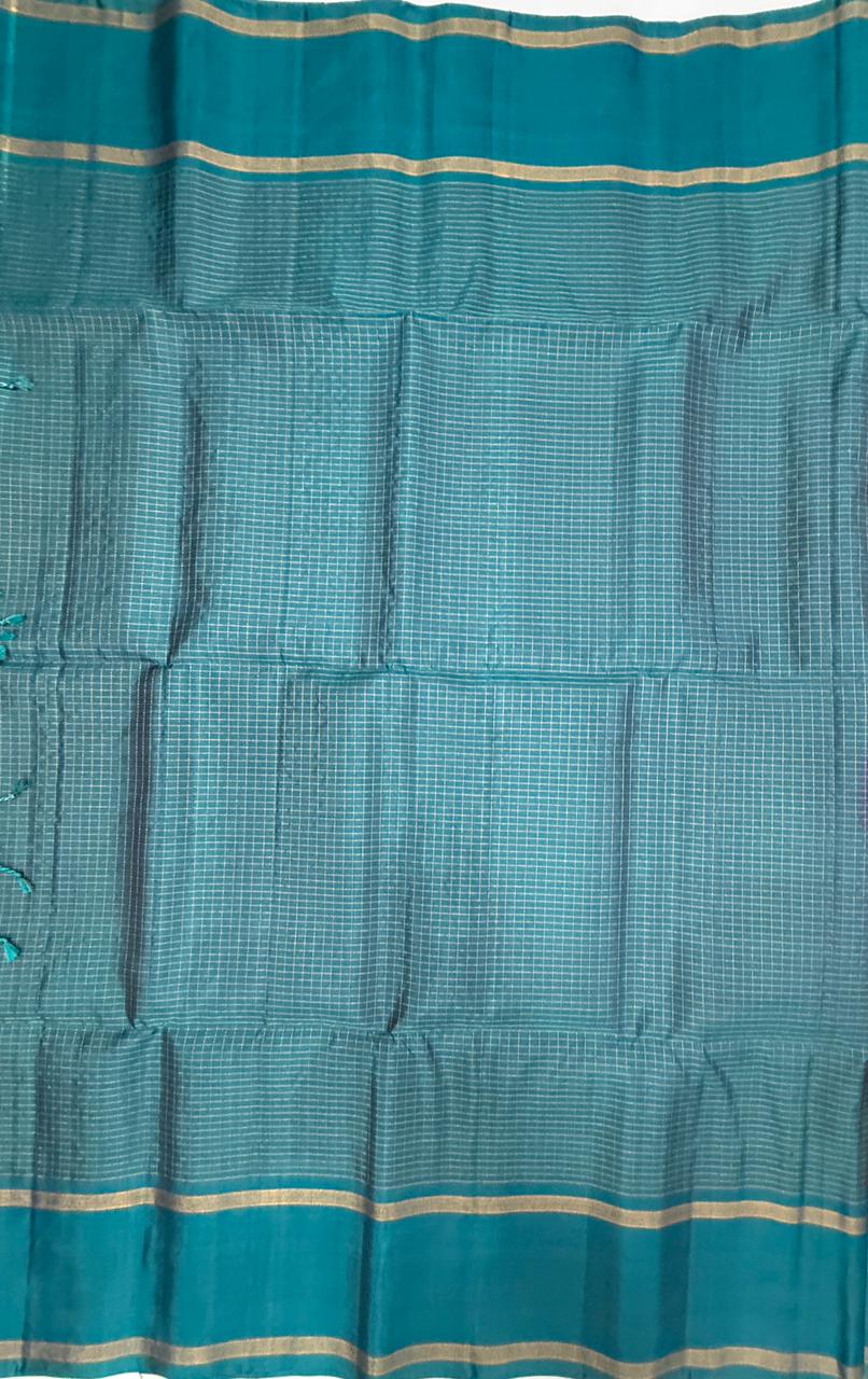 VSF1021 - purple color body & peacock blue color pallu,blouse - Pure silk saree