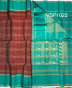 VSF1022 - maroon color body & green color pallu,blouse - Pure silk saree