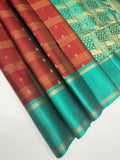 VSF1022 - maroon color body & green color pallu,blouse - Pure silk saree
