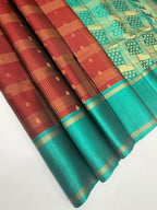 VSF1022 - maroon color body & green color pallu,blouse - Pure silk saree
