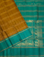 VSF1023 -Honey brown color body & green color pallu,blouse - Pure silk saree