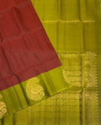 VSF1025 - maroon color body & olive green color pallu,blouse - Pure silk saree