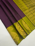 VSF1026 - dark violet color body & olive green color pallu,blouse - Pure silk saree