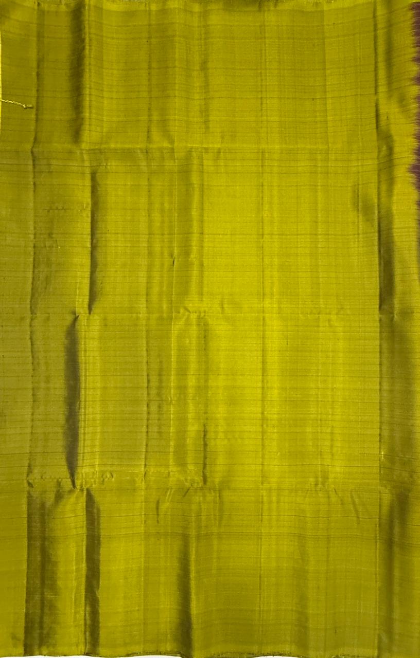 VSF1026 - dark violet color body & olive green color pallu,blouse - Pure silk saree