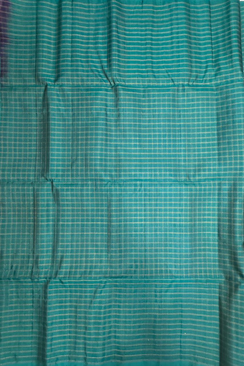 VSF1027 - peacock blue color body , pallu,blouse - Pure silk saree