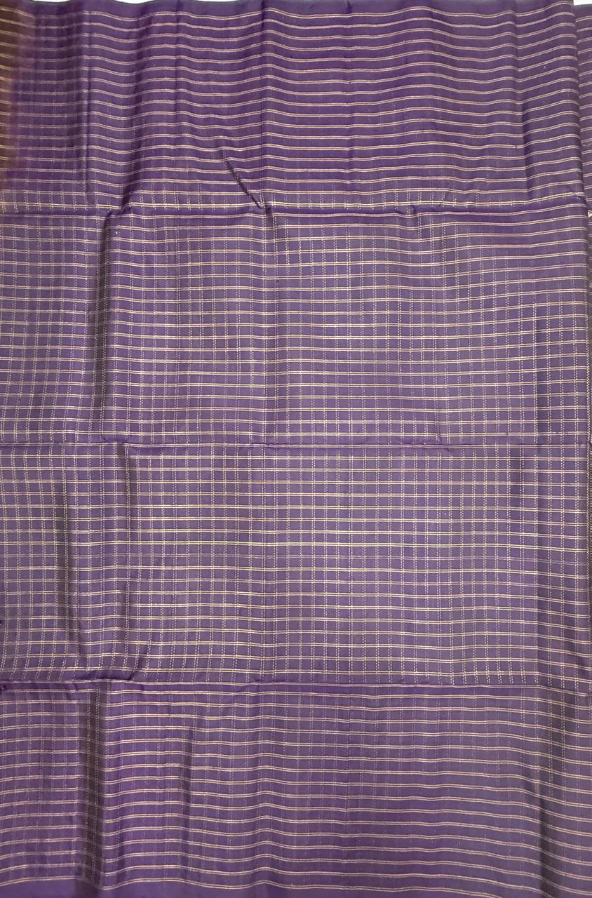 VSF1028 - dark violet color body, pallu,blouse - Pure silk saree