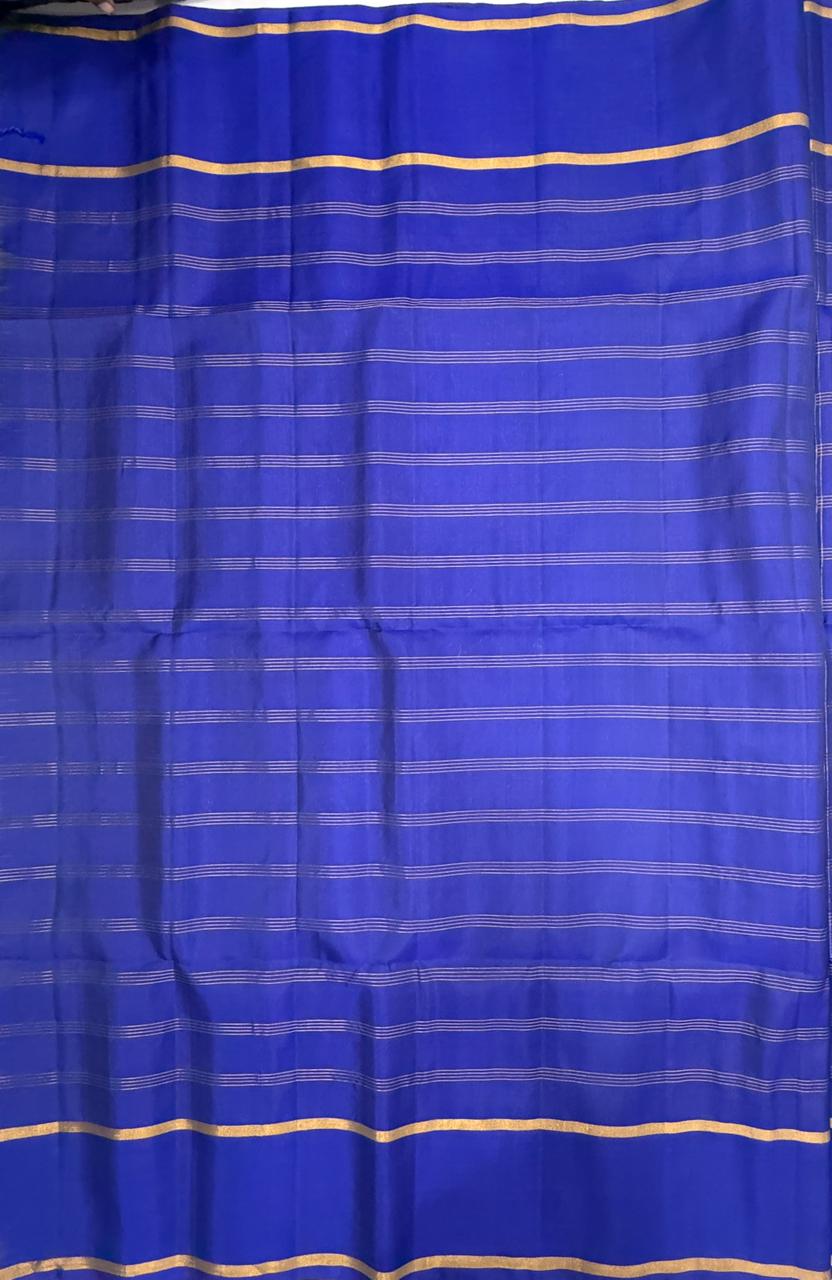 VSF1029 - royal blue color body , pallu,blouse - Pure silk saree