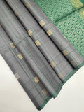 VSF1031 - pastel grey color body &amp; pastel green color pallu,blouse - Pure silk saree