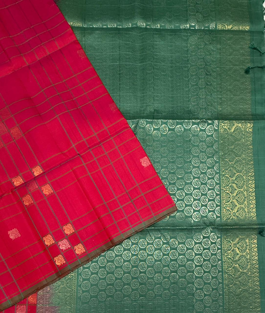 VSF1032 - pink color body &amp; pastel green color pallu,blouse - Pure silk saree