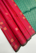 VSF1032 - pink color body &amp; pastel green color pallu,blouse - Pure silk saree