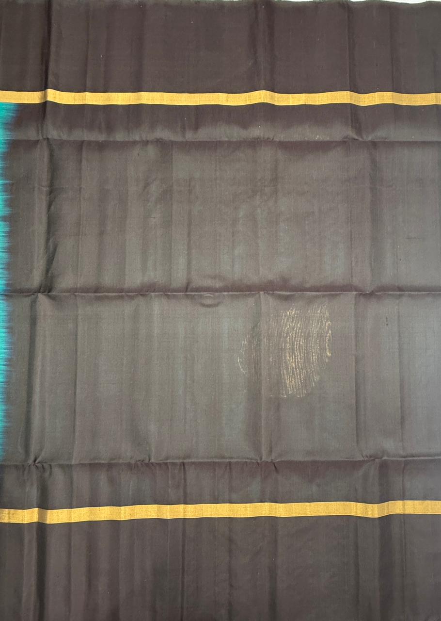 VSBP98 - peacock green color body & coffee brown color pallu,blouse - Pure silk saree