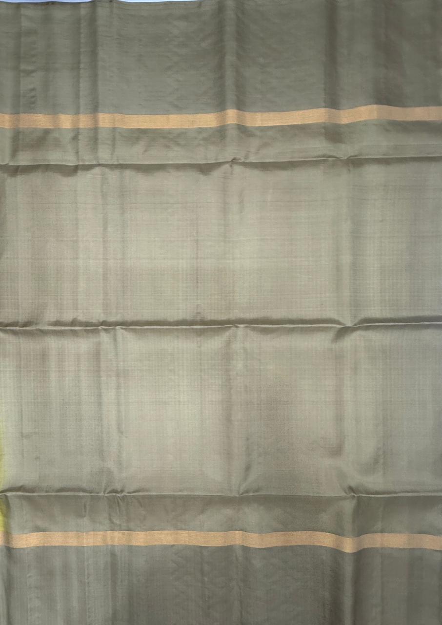 VSBP99 - yellowish green color body & pastel green color pallu,blouse - Pure silk saree