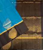 VSBP100 - peacock blue color body & coffee brown color pallu,blouse - Pure silk saree