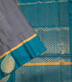 VSBP101 - dark grey color body & peacock blue color pallu,blouse - Pure silk saree