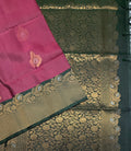 VST257 - dusky pink color body , bottle green color pallu , blouse - Pure silk saree