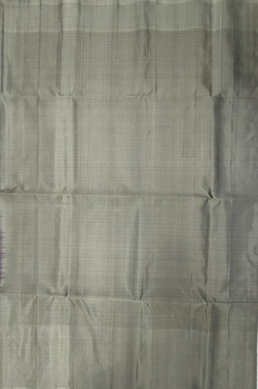 VST258 - dark violet color body , pastel grey color pallu , blouse - Pure silk saree