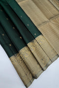 VST260 - green color body , pastel grey color pallu , blouse - Pure silk saree