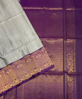 VST263 - grey color body , violet color pallu , blouse - Pure silk saree