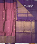 VST264 - dark onion pink color body , violet color pallu , blouse - Pure silk saree