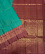 VST267 - peacock green color body , dusky pink color pallu , blouse - Pure silk saree
