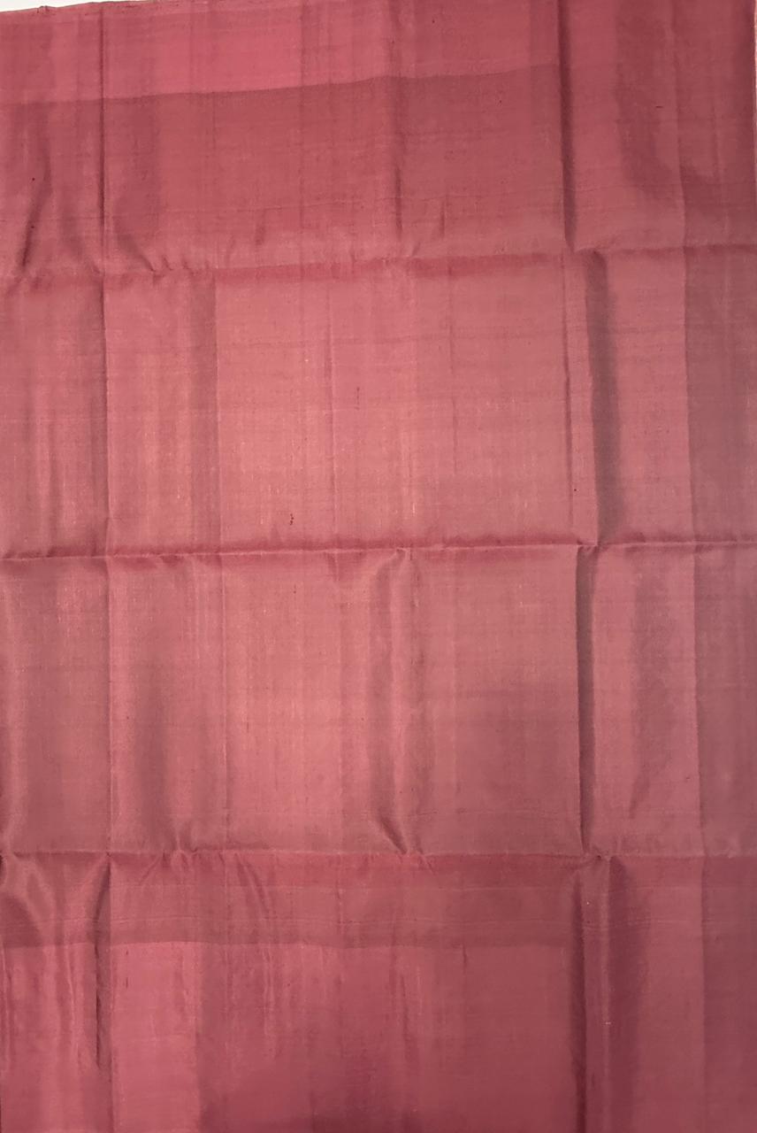 VST267 - peacock green color body , dusky pink color pallu , blouse - Pure silk saree