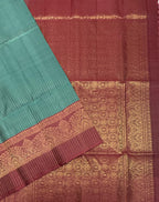 VST268 - pastel blue color body , dusky pink color pallu , blouse - Pure silk saree
