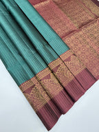 VST268 - pastel blue color body , dusky pink color pallu , blouse - Pure silk saree