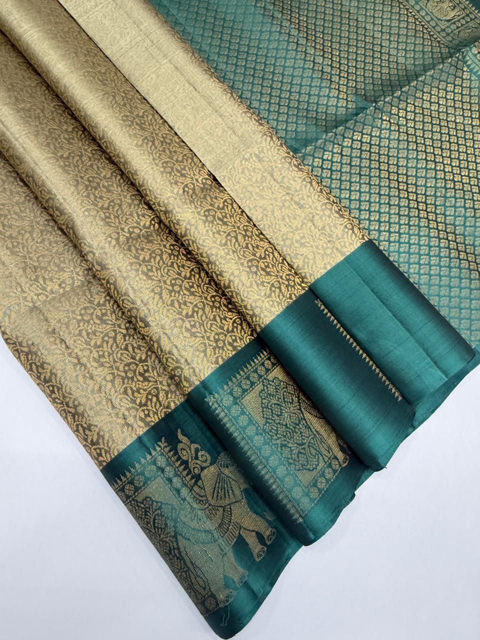 VSA661 - grey color body , pastel blue color pallu , blouse pure silk saree