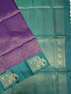 VSA662 - violet color body , pastel blue color pallu , blouse pure silk saree