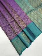 VSA662 - violet color body , pastel blue color pallu , blouse pure silk saree