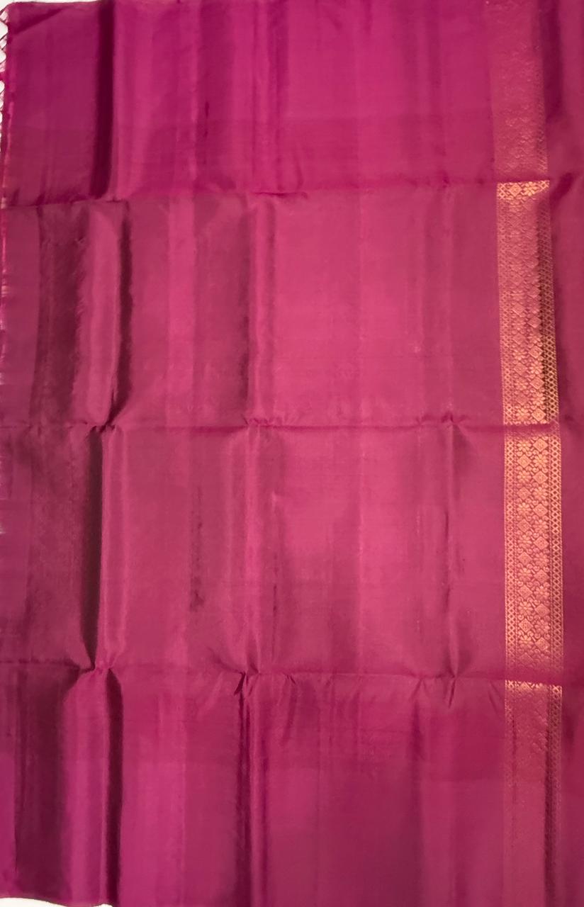 VSA663 - orange color body , purple color pallu , blouse pure silk saree