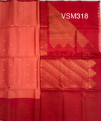 VSM318 - dark peach color body , red color pallu , blouse&nbsp;