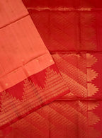 VSM318 - dark peach color body , red color pallu , blouse&nbsp;