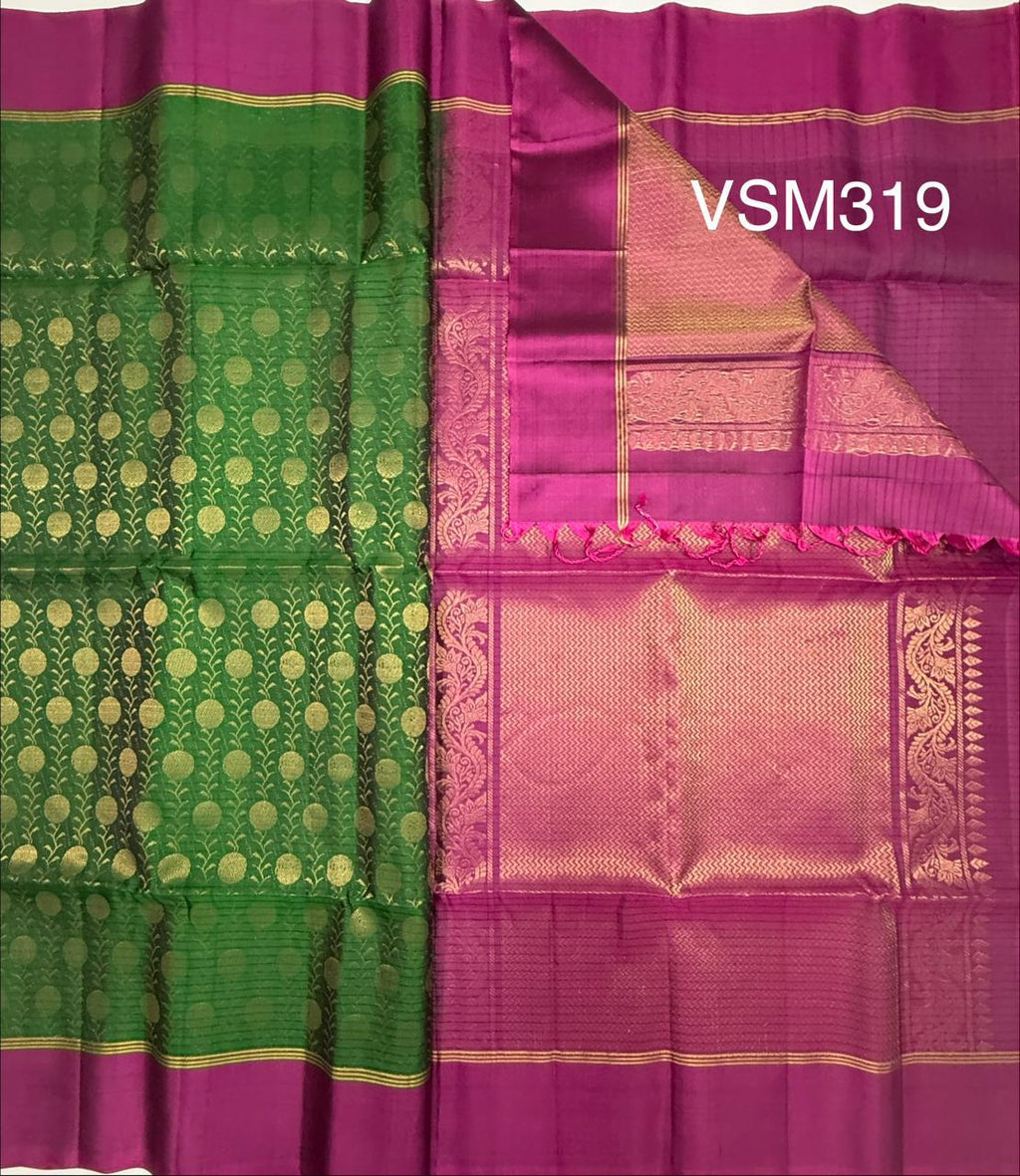 VSM319 - green color body , purple color pallu , blouse&nbsp;