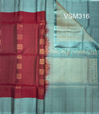 VSM316 - maroon color body , pastel blue color pallu , blouse&nbsp;